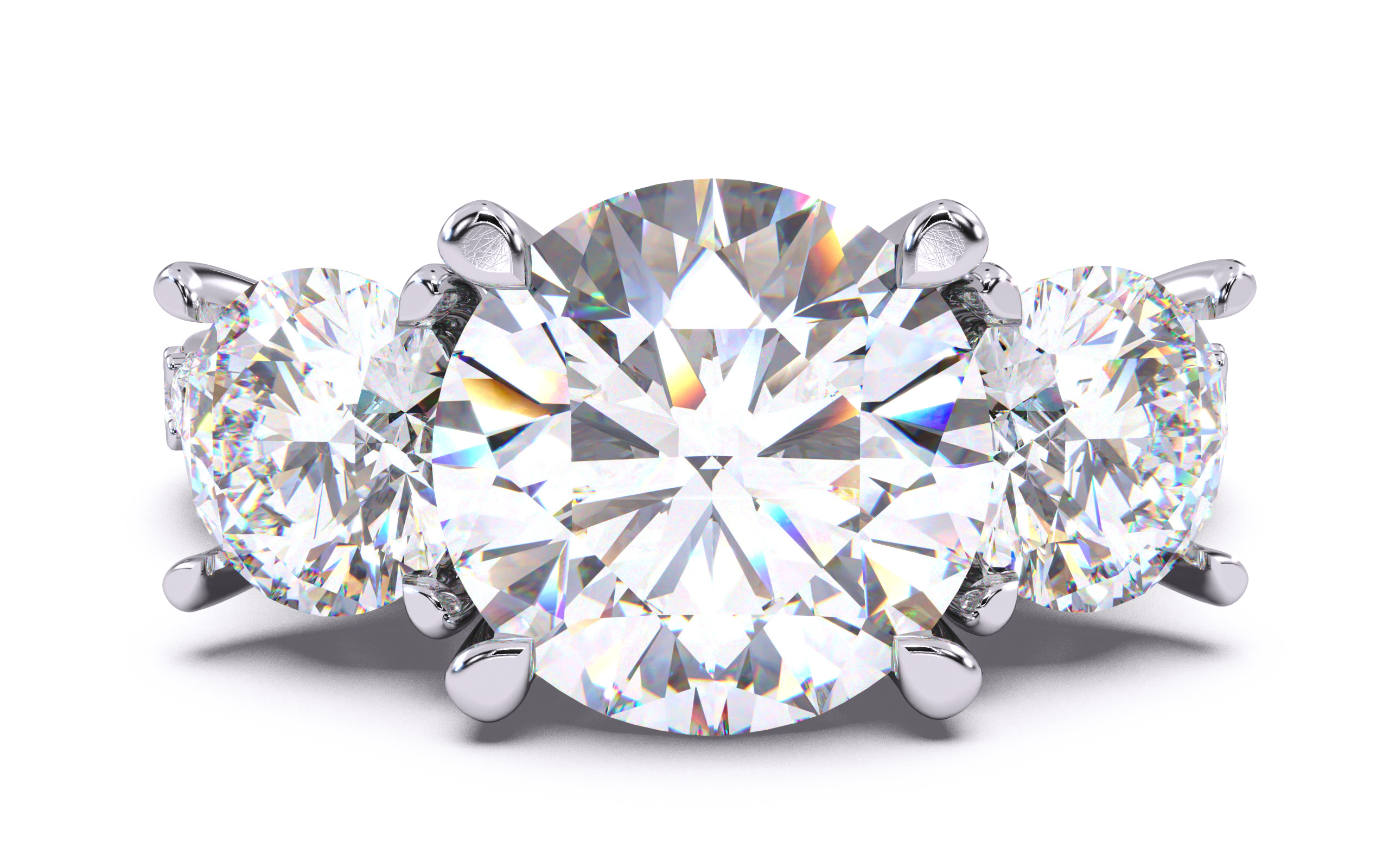 Round Diamond Trio Solitaire Ring 3D print model 3D print model_19