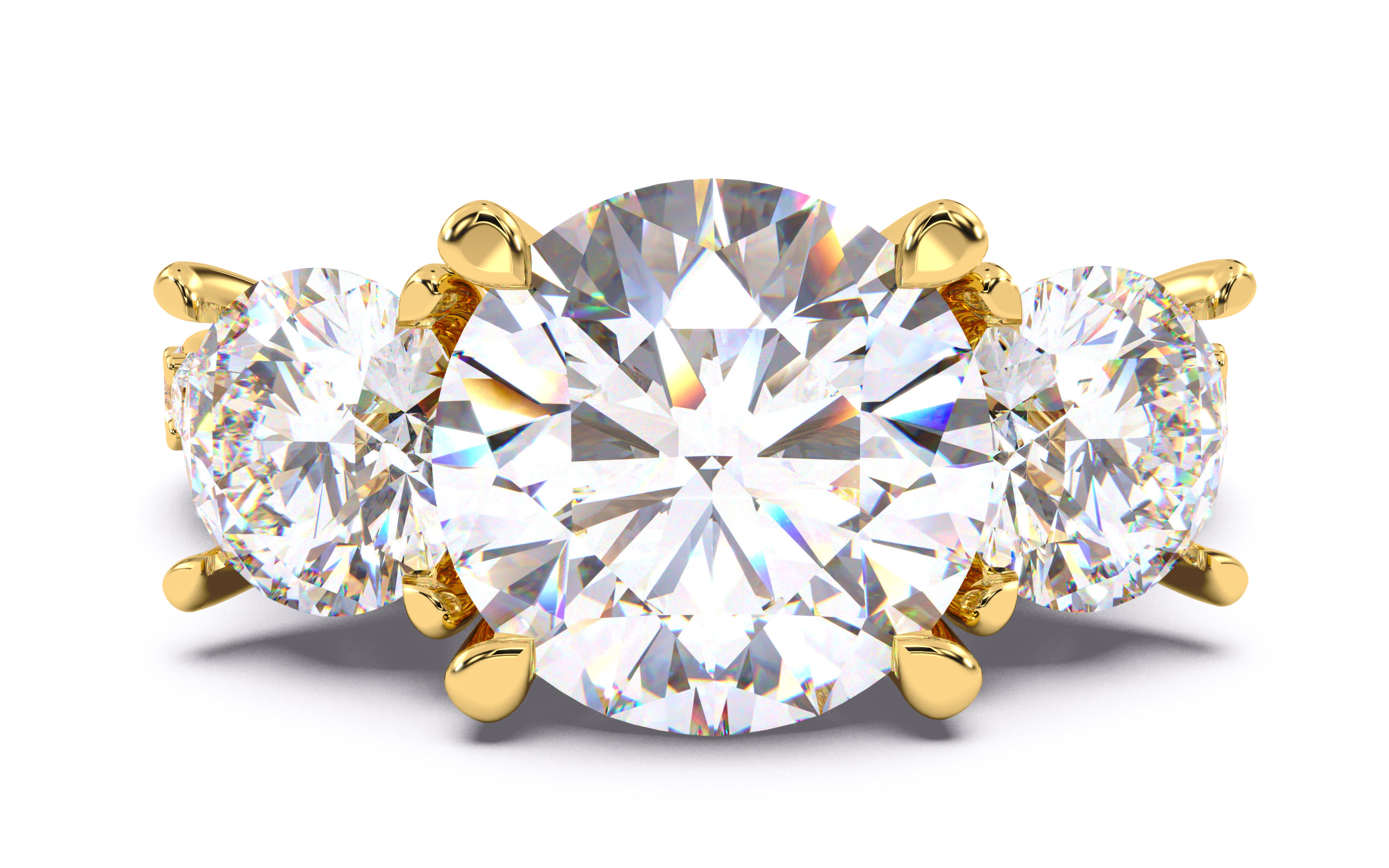 Round Diamond Trio Solitaire Ring 3D print model 3D print model_2