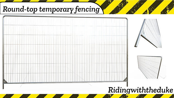 Round-top temporary fencing panel Low-poly 3D model