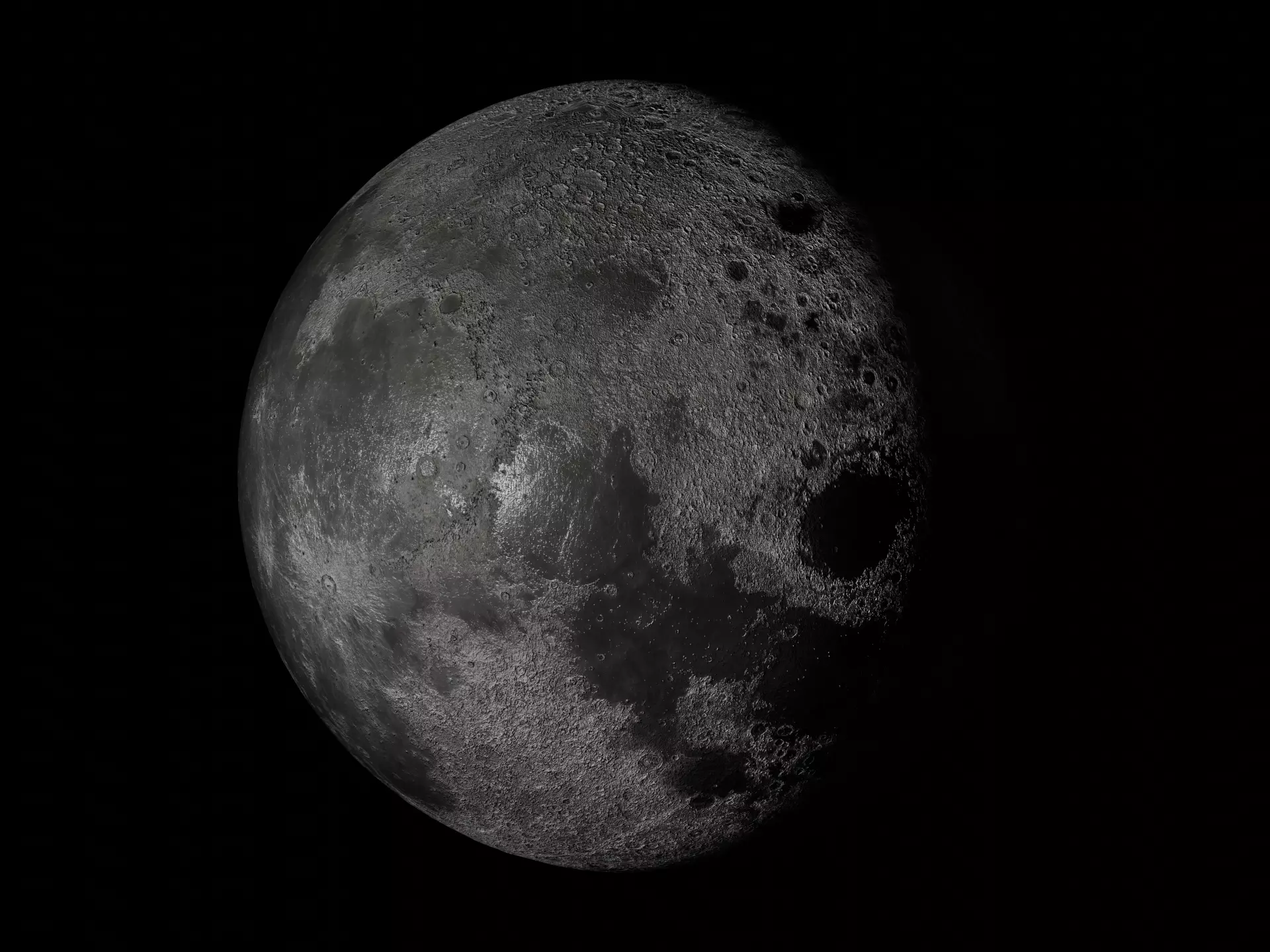 Moon Realistic planet satelite space Low-poly 3D model_0