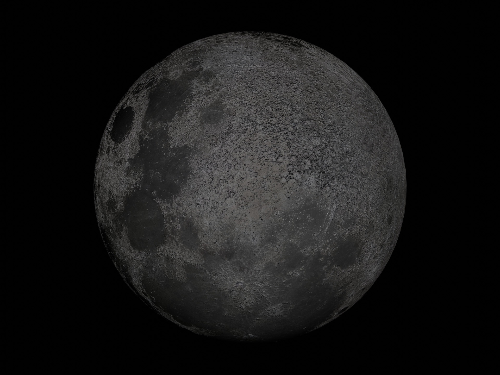 Moon Realistic planet satelite space Low-poly 3D model_3