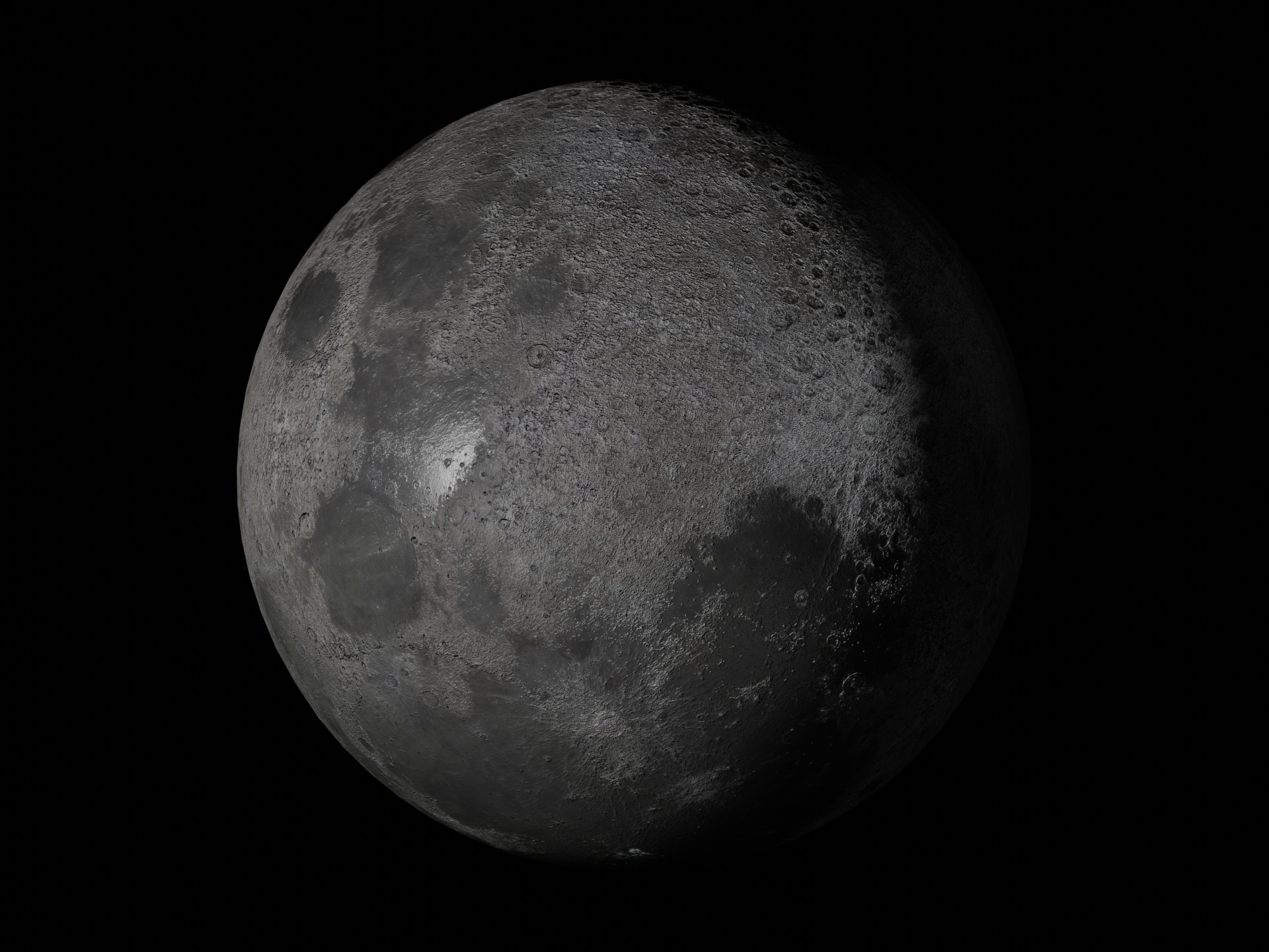 Moon Realistic planet satelite space Low-poly 3D model_1