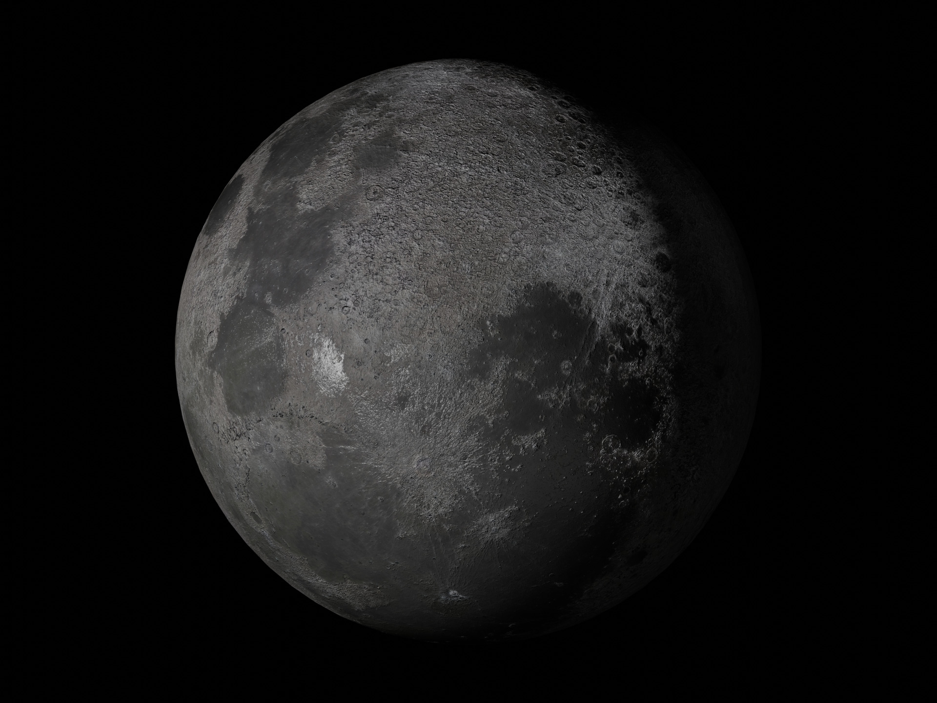 Moon Realistic planet satelite space Low-poly 3D model_4