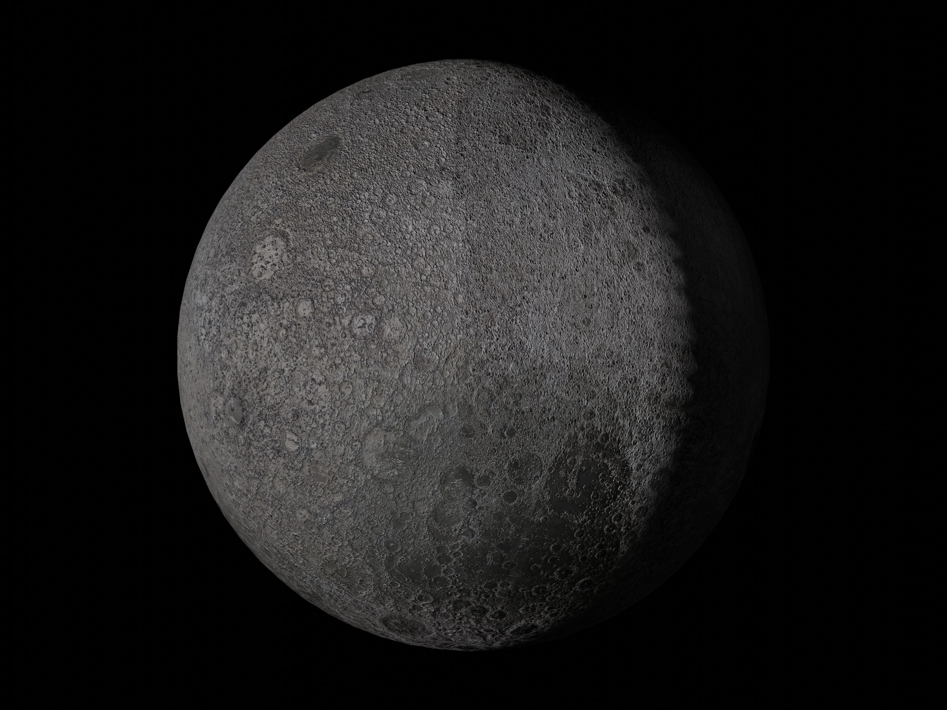 Moon Realistic planet satelite space Low-poly 3D model_5