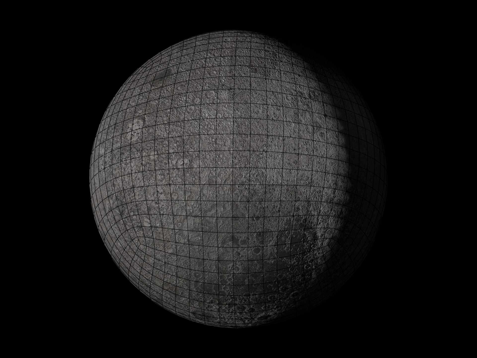 Moon Realistic planet satelite space Low-poly 3D model_6