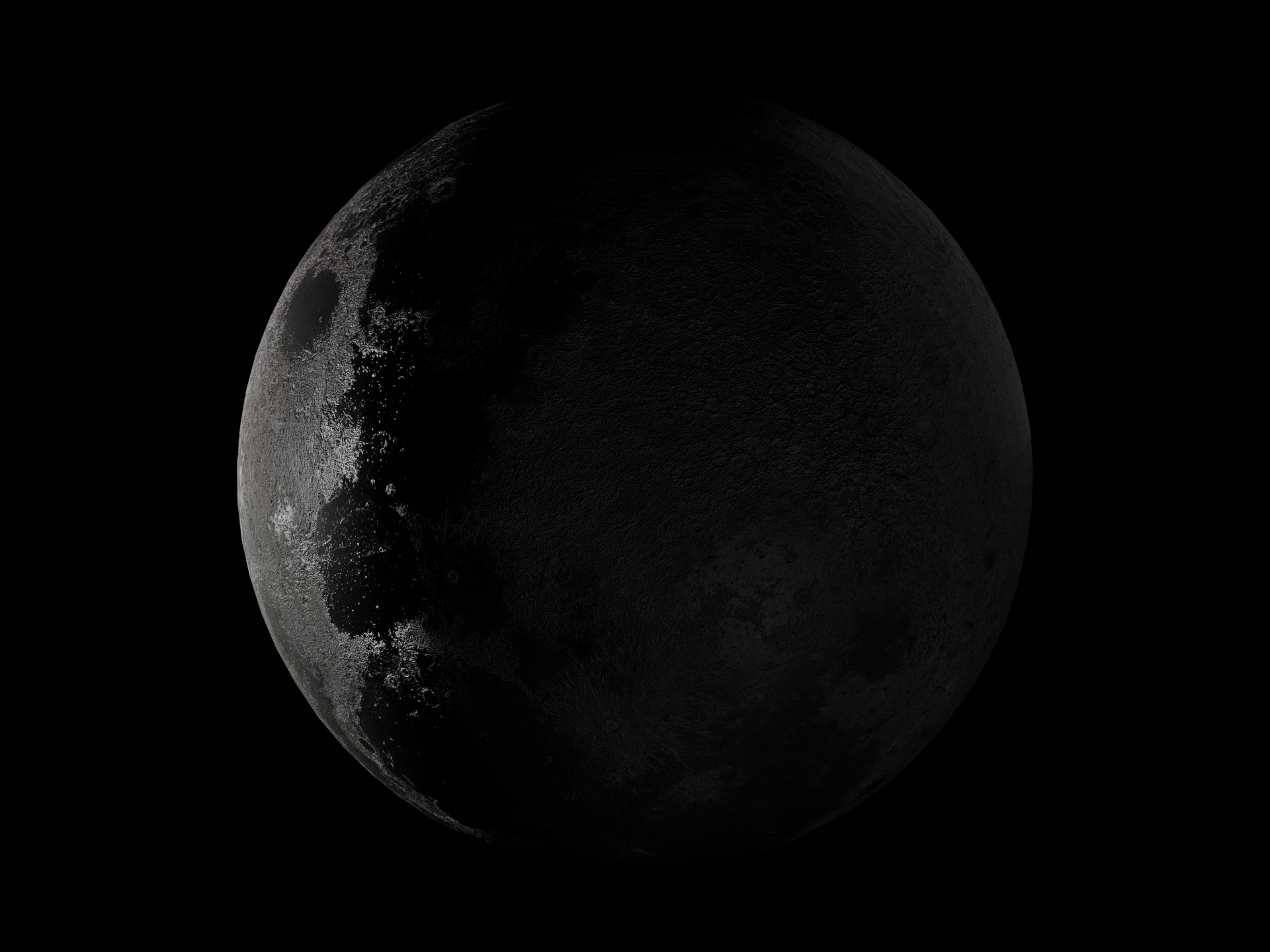 Moon Realistic planet satelite space Low-poly 3D model_2