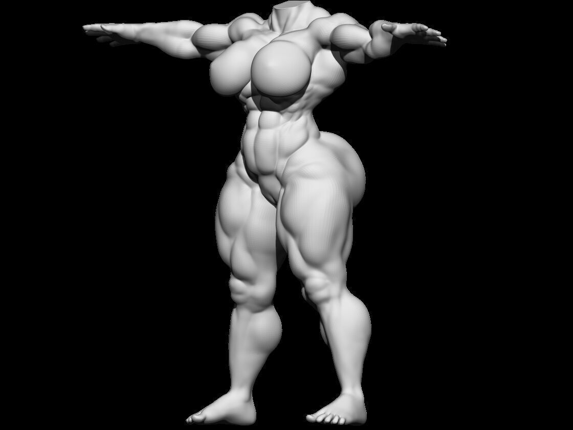 Stylized Female Base Mesh 3 3D model 3D model_9