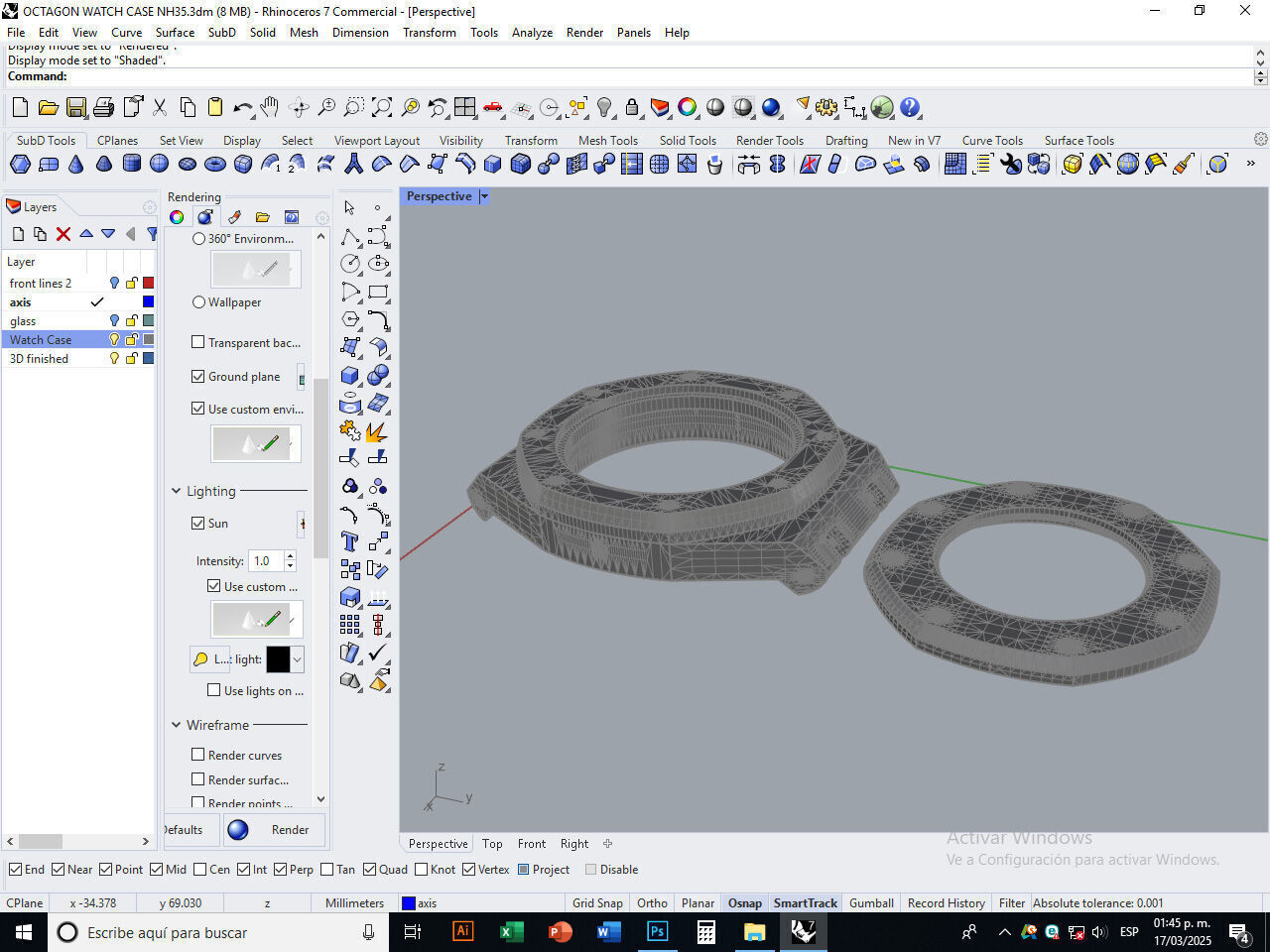 Octagon watch case for NH35 3D print model_21