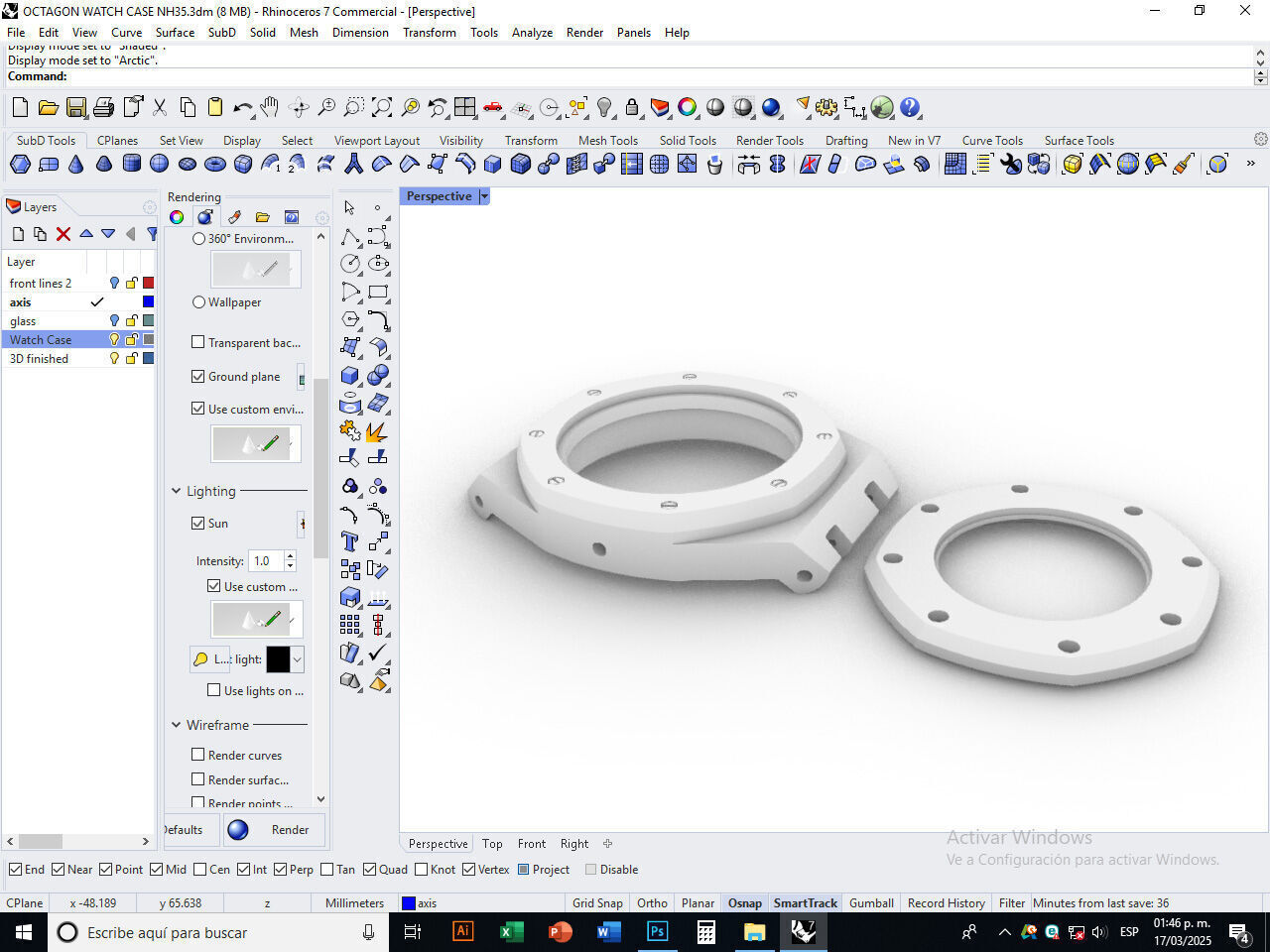 Octagon watch case for NH35 3D print model_22