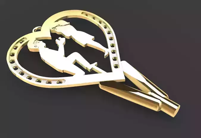 Dije de corazon con enamorados dentro 3D print model