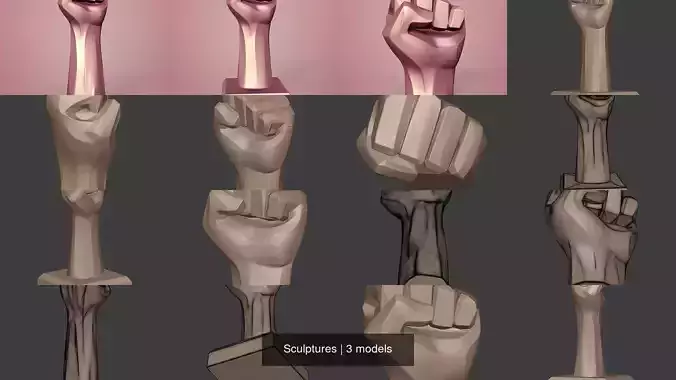 Abstract - Modern Hand - Fist Statue - Figurine 3D Model Collection