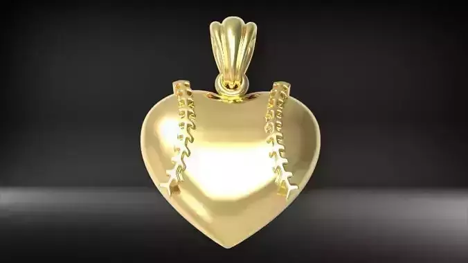 Baseball Heart Pendant Necklace Jewelry