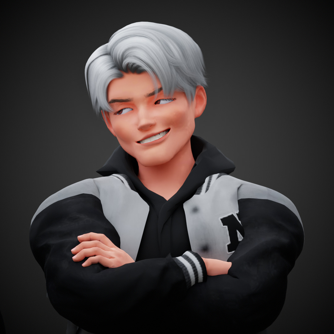 Stylized Cartoon Boy Max character rigged Low-poly 3D model_19