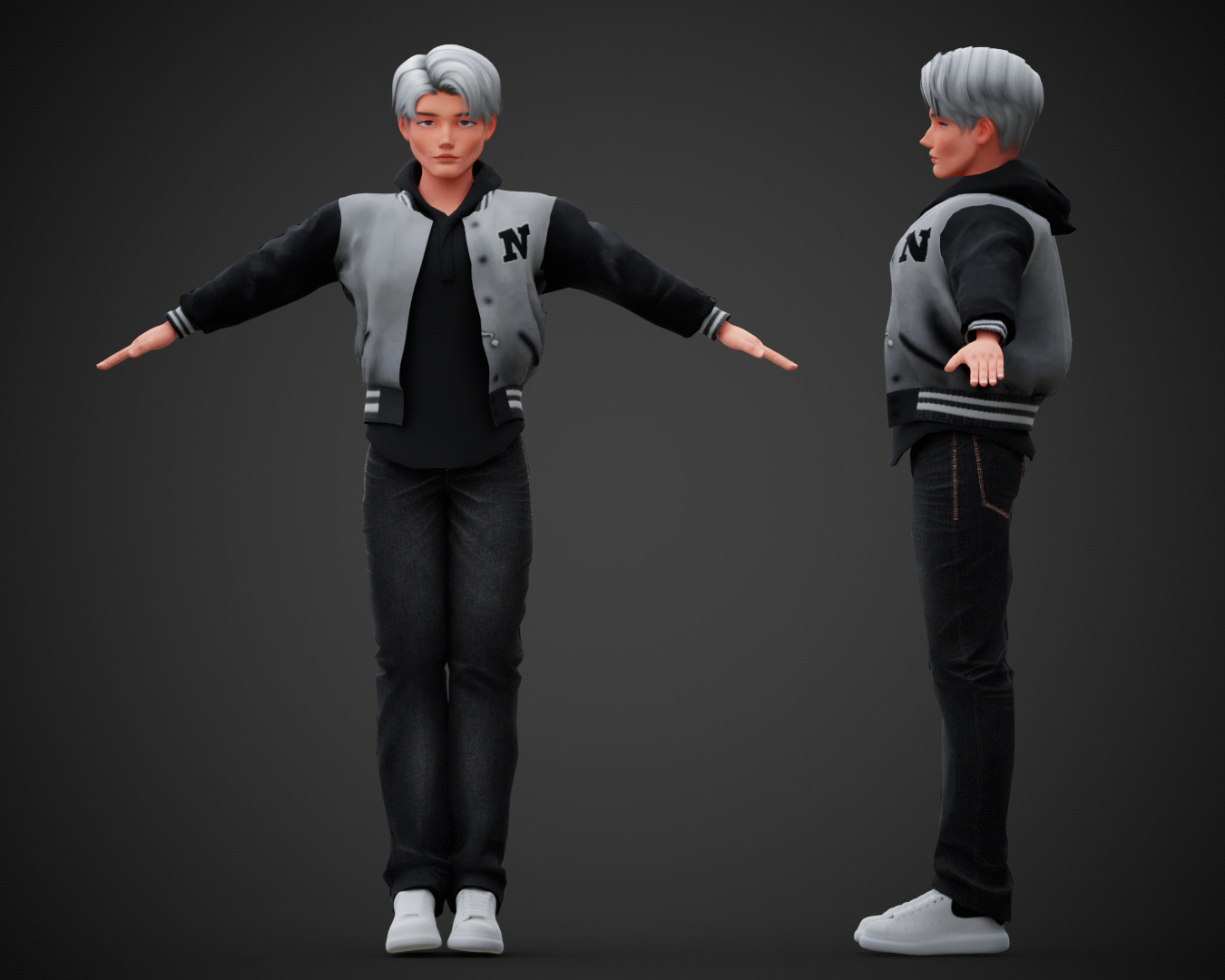 Stylized Cartoon Boy Max character rigged Low-poly 3D model_10