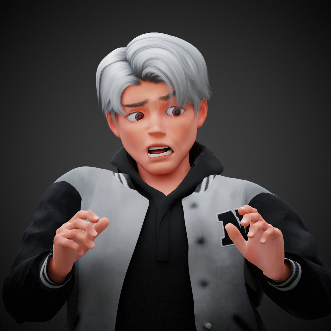 Stylized Cartoon Boy Max character rigged Low-poly 3D model_23