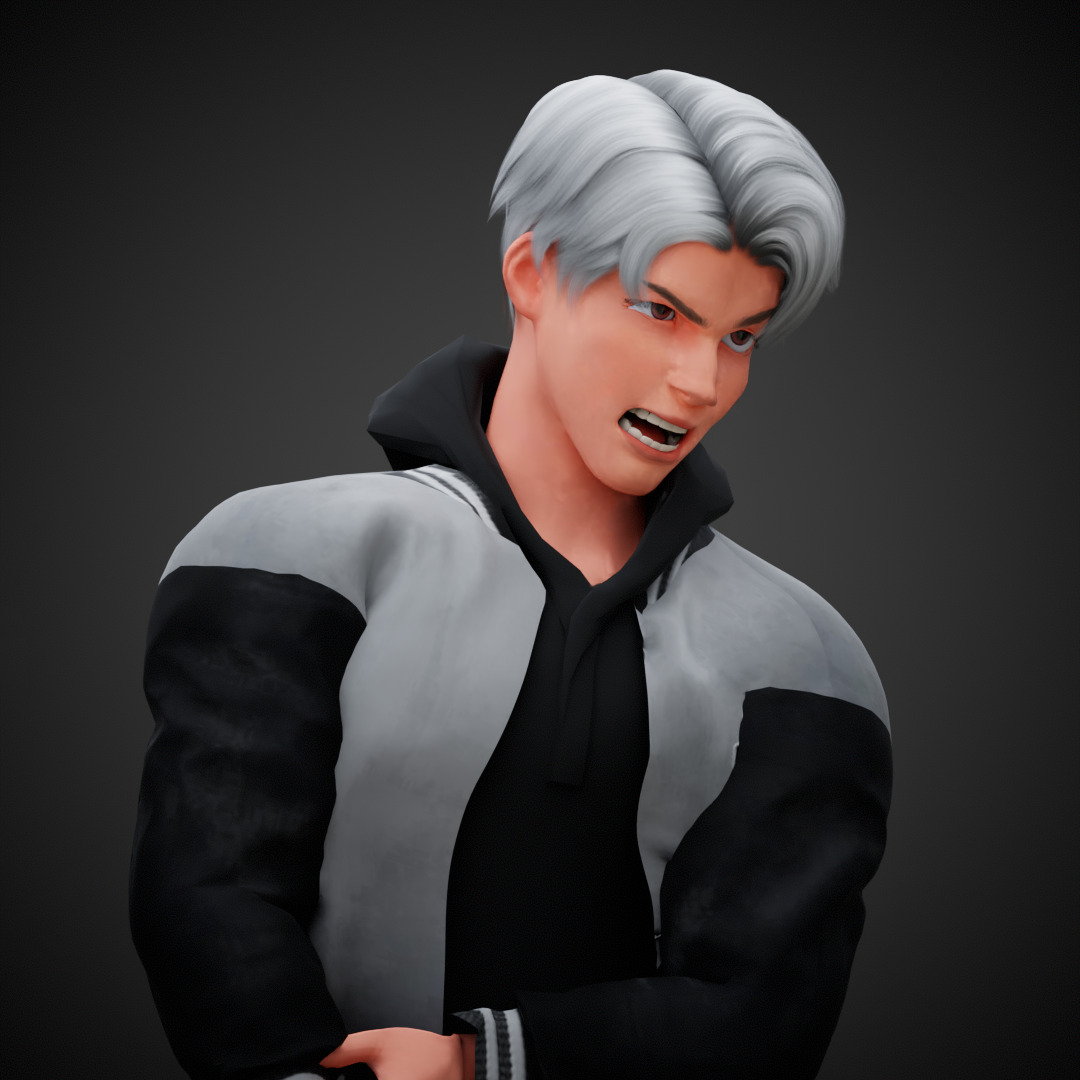 Stylized Cartoon Boy Max character rigged Low-poly 3D model_21
