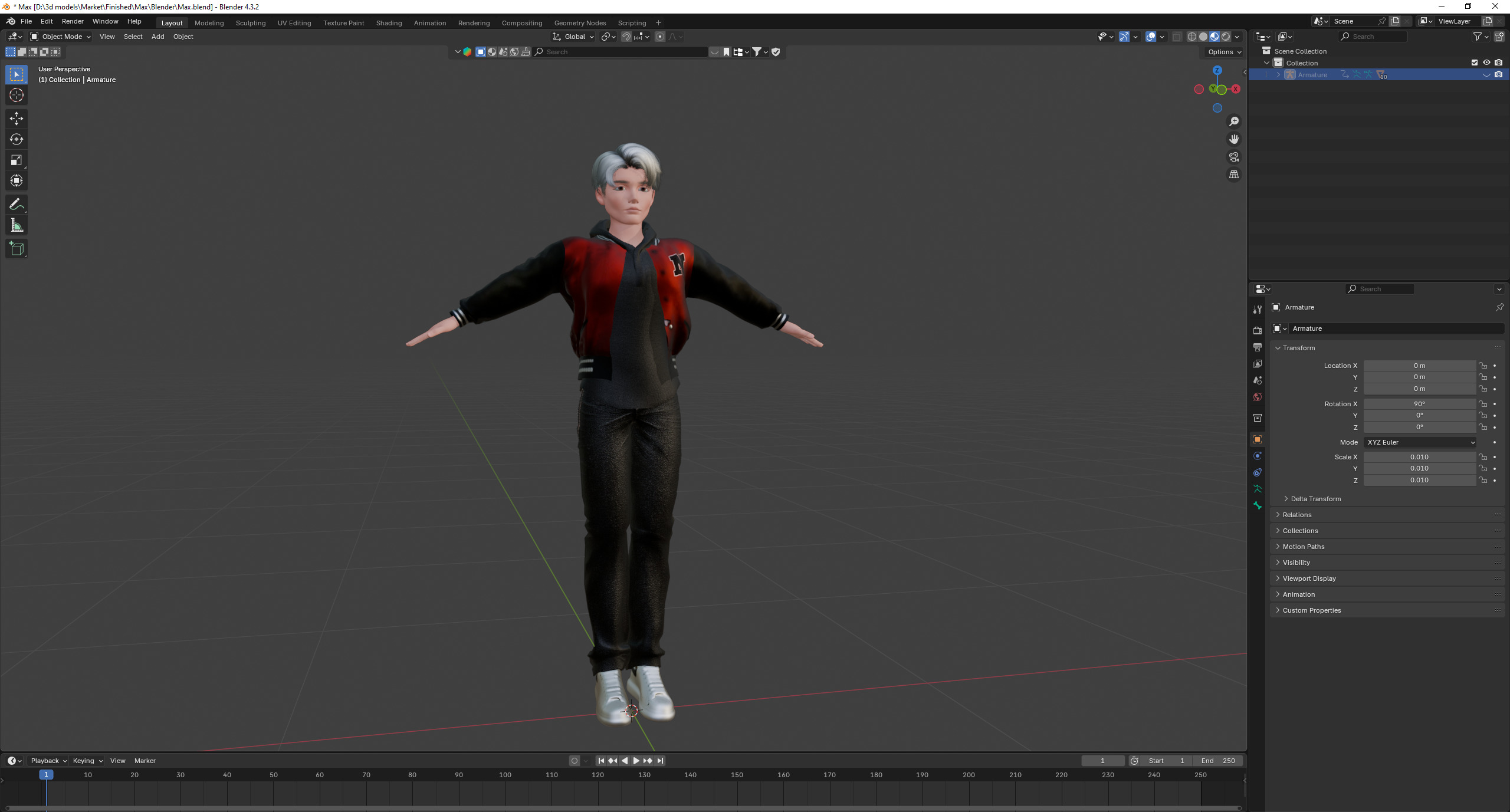 Stylized Cartoon Boy Max character rigged Low-poly 3D model_18