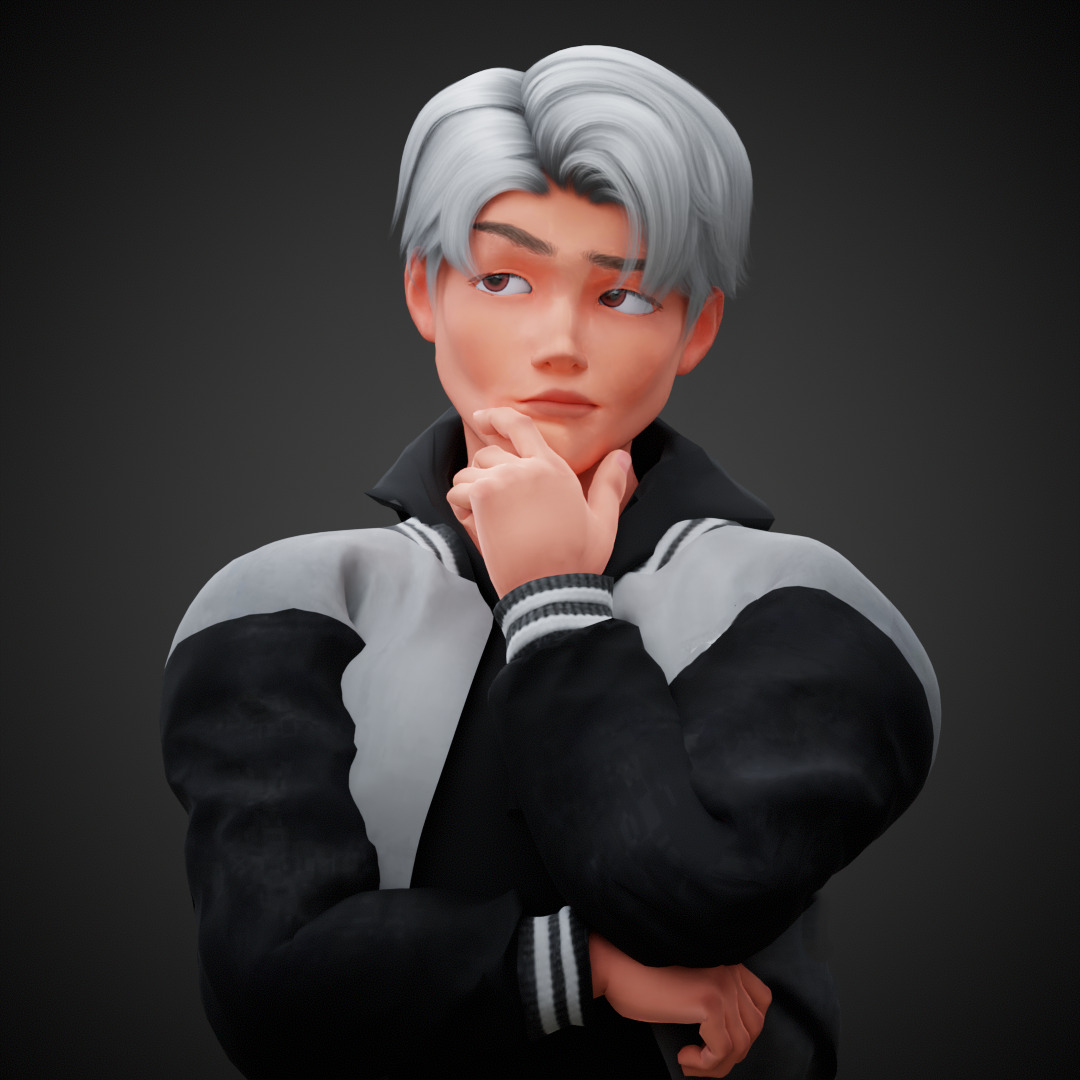 Stylized Cartoon Boy Max character rigged Low-poly 3D model_22