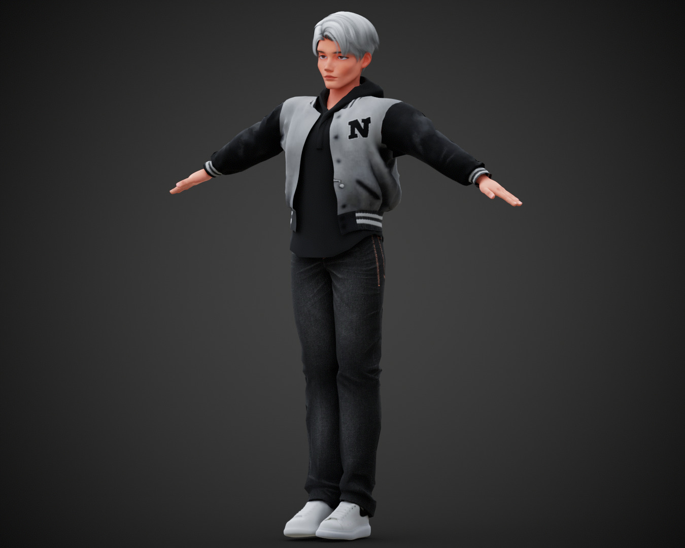 Stylized Cartoon Boy Max character rigged Low-poly 3D model_7