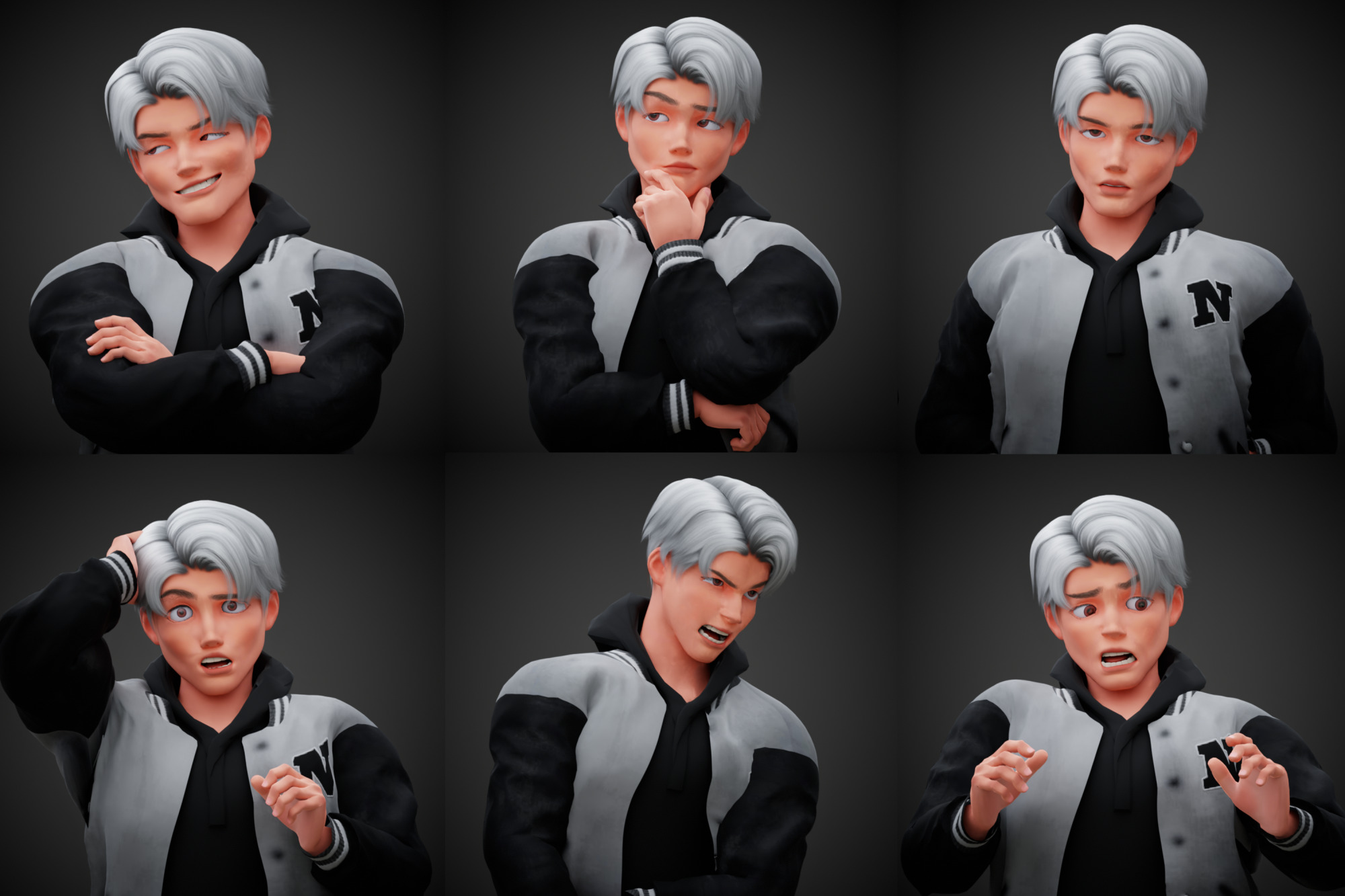 Stylized Cartoon Boy Max character rigged Low-poly 3D model_1