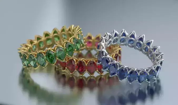 Ring multi colored stones 3D print model