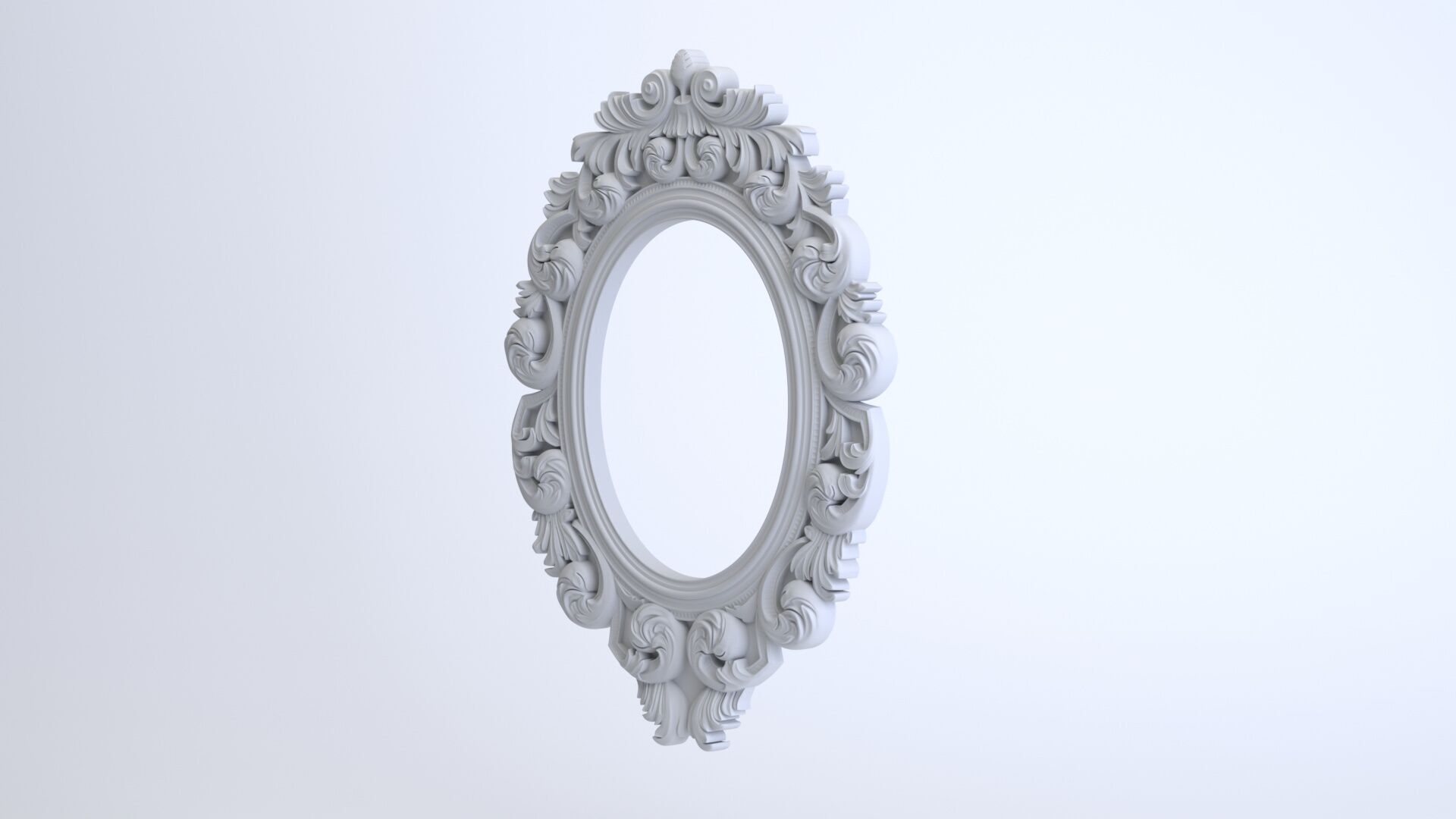 Oval Baroque Mirror Frame 3D model_4