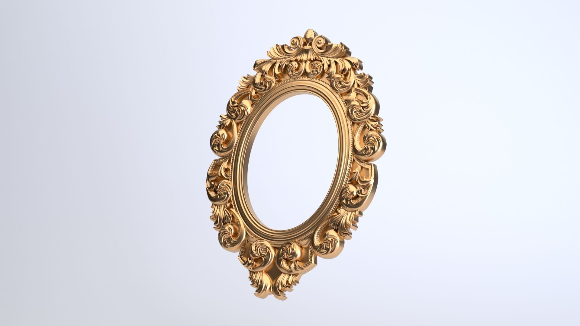 Oval Baroque Mirror Frame 3D model_1