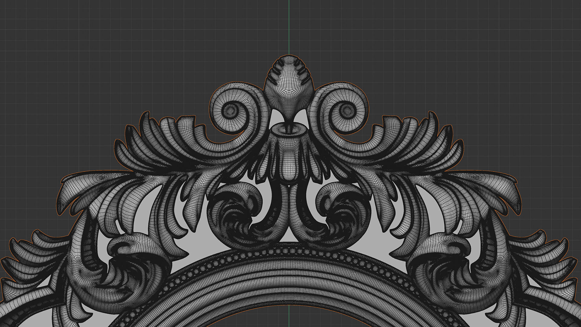 Oval Baroque Mirror Frame 3D model_6