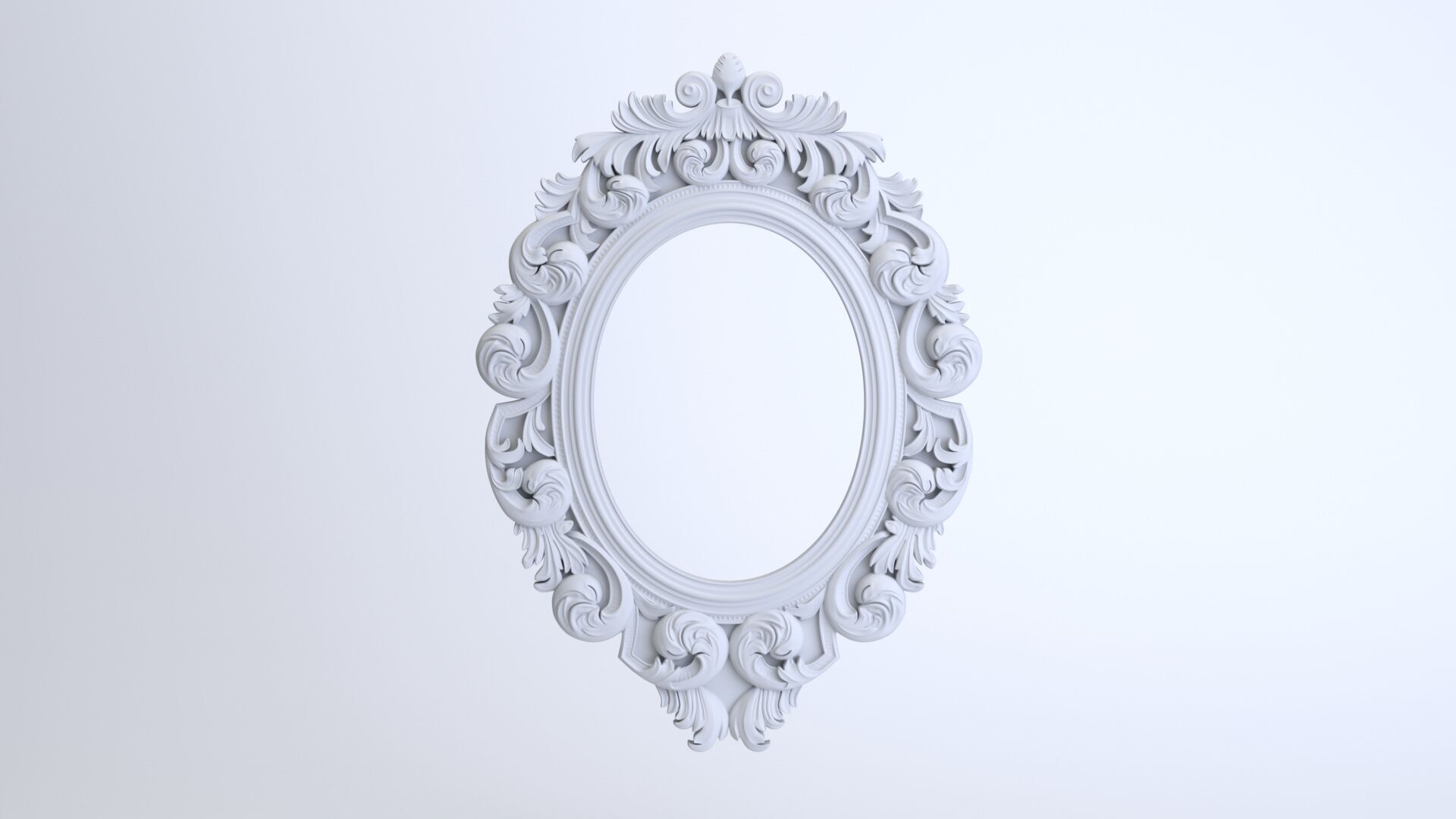 Oval Baroque Mirror Frame 3D model_2