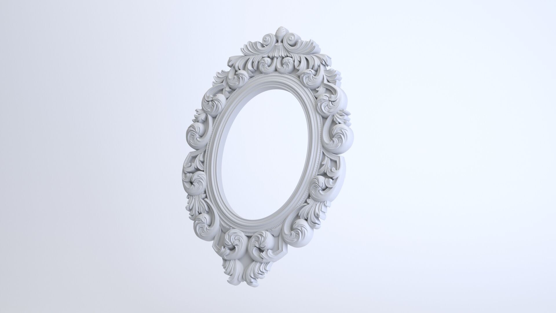 Oval Baroque Mirror Frame 3D model_3