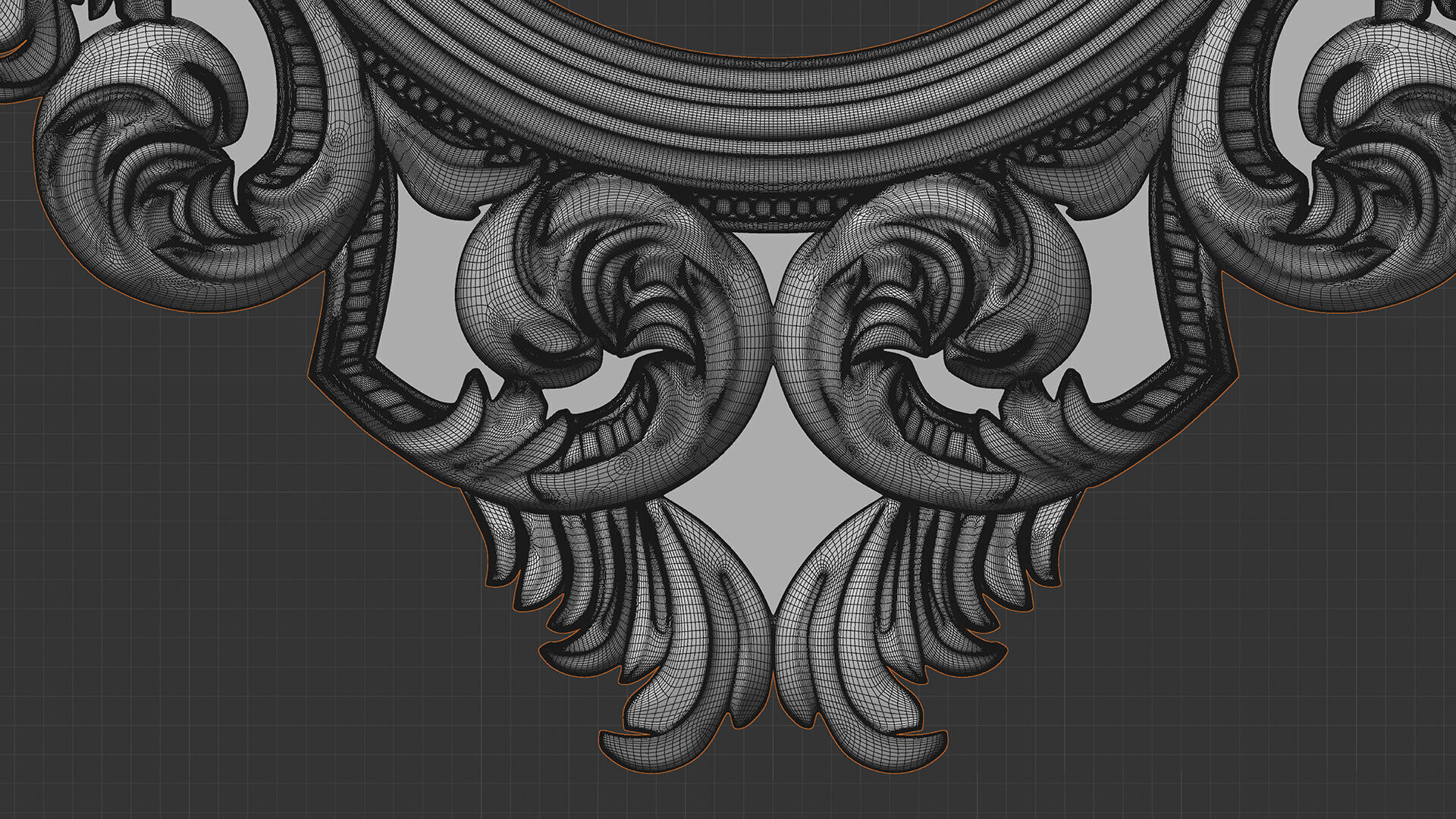 Oval Baroque Mirror Frame 3D model_5