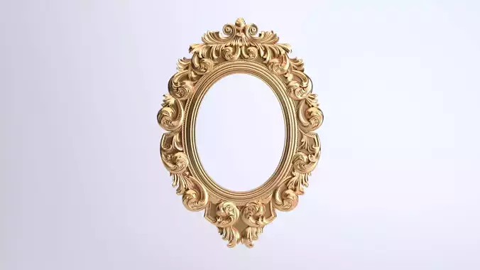Oval Baroque Mirror Frame 3D model