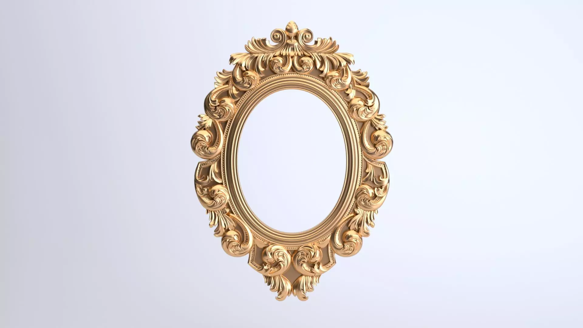 Oval Baroque Mirror Frame 3D model_0