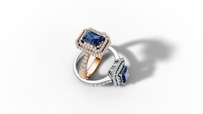 Sapphire and Diamond Ring 3d model printable 3D print model 3D print model
