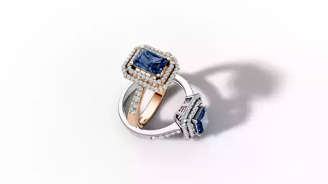 Sapphire and Diamond Ring 3d model printable 3D print model