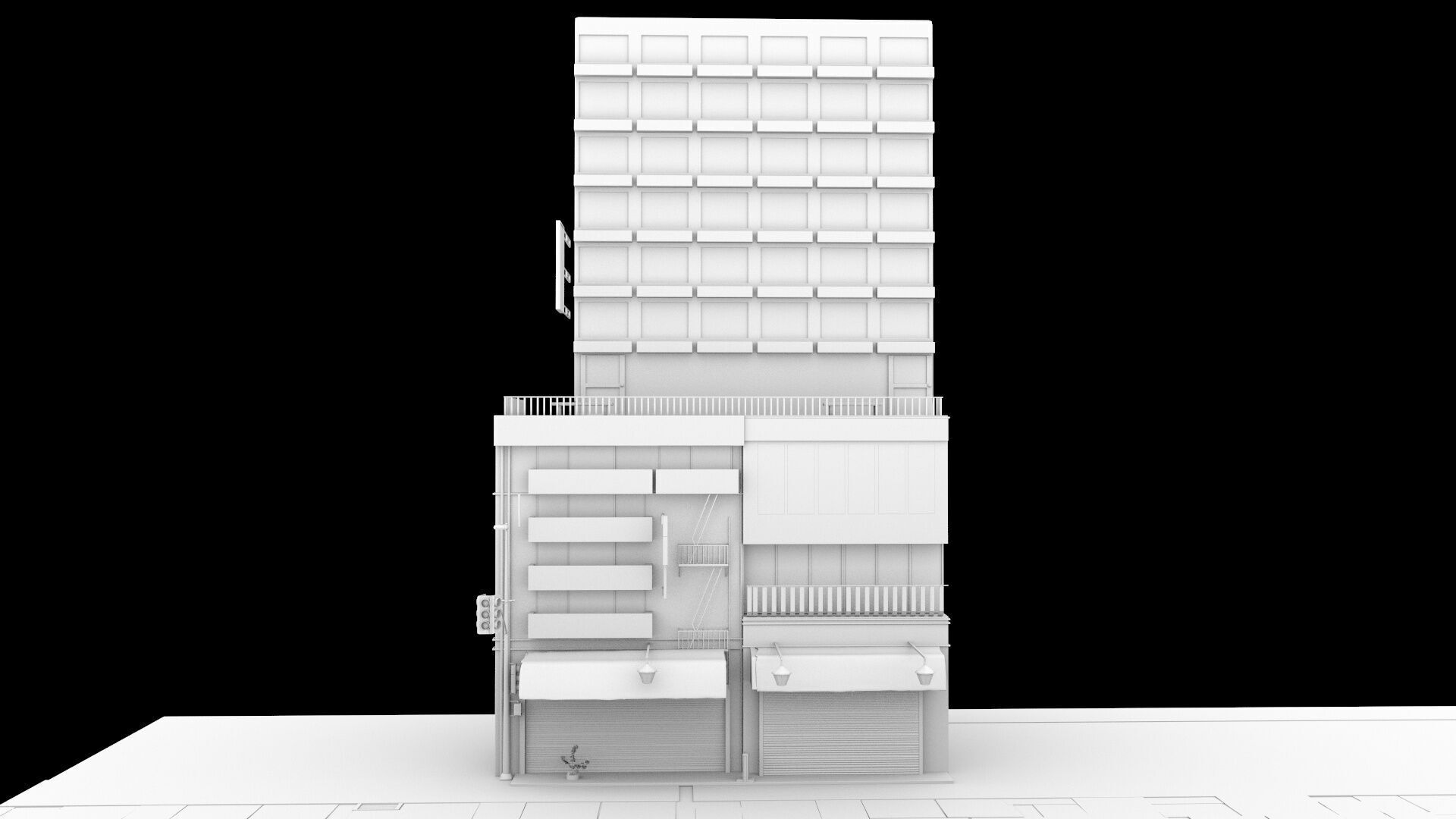 Tokyo Street Building Assets kidbash set Low-poly 3D model_12