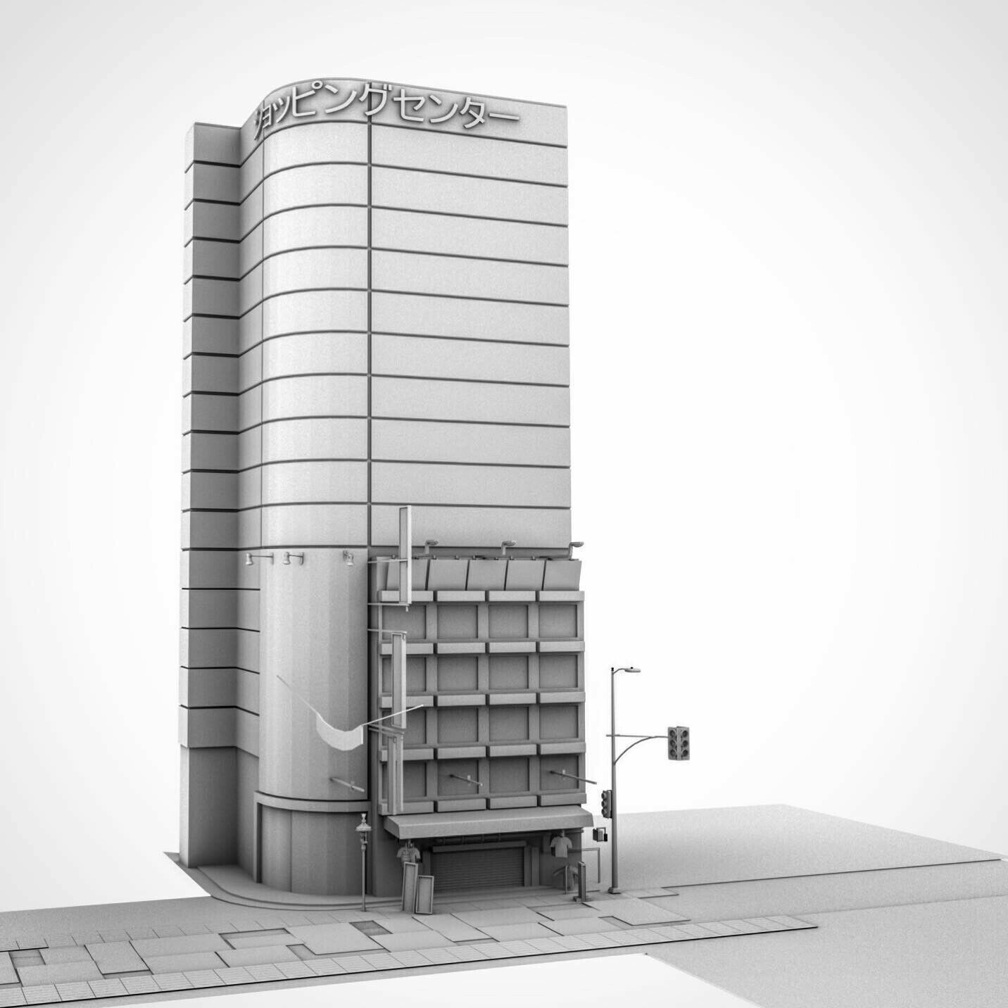 Tokyo Street Building Assets kidbash set Low-poly 3D model_10