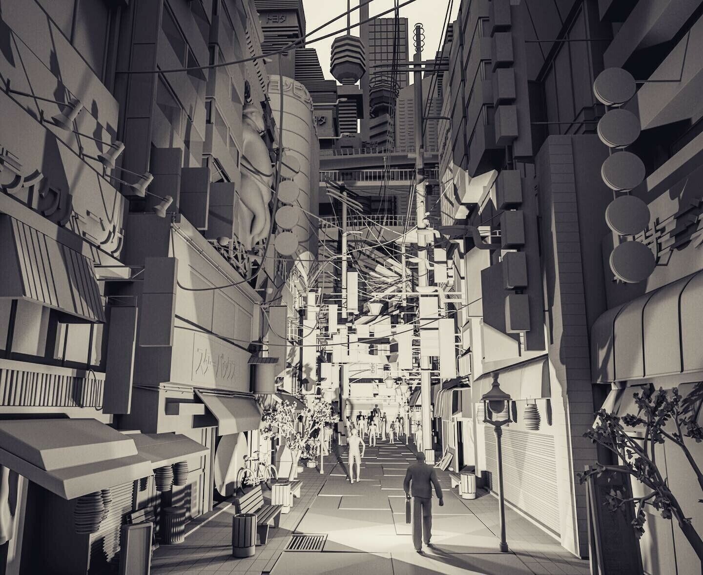 Tokyo Street Building Assets kidbash set Low-poly 3D model_2