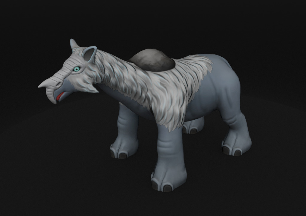 Stylized Paraceratherium Fantasy Creature Rigged Game Ready Low-poly 3D model_8