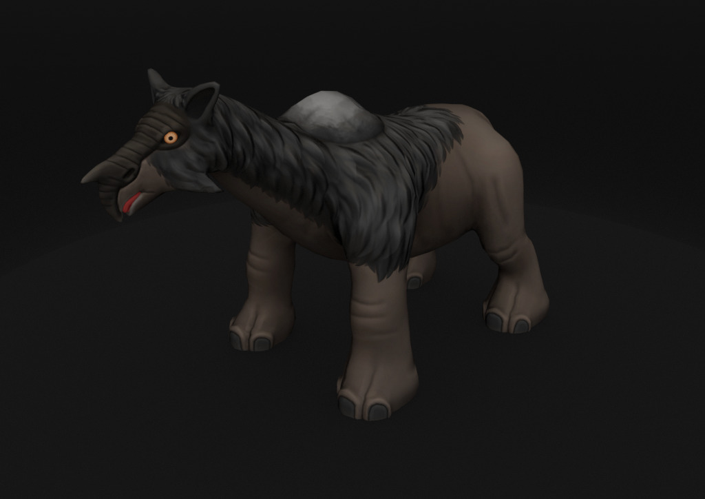 Stylized Paraceratherium Fantasy Creature Rigged Game Ready Low-poly 3D model_2