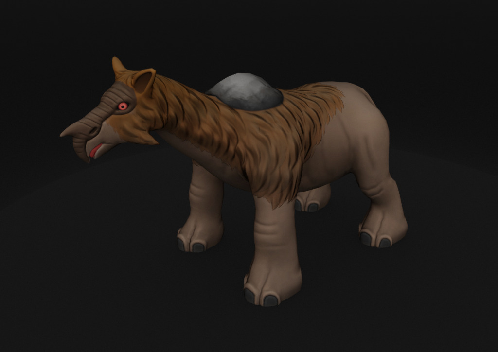 Stylized Paraceratherium Fantasy Creature Rigged Game Ready Low-poly 3D model_7