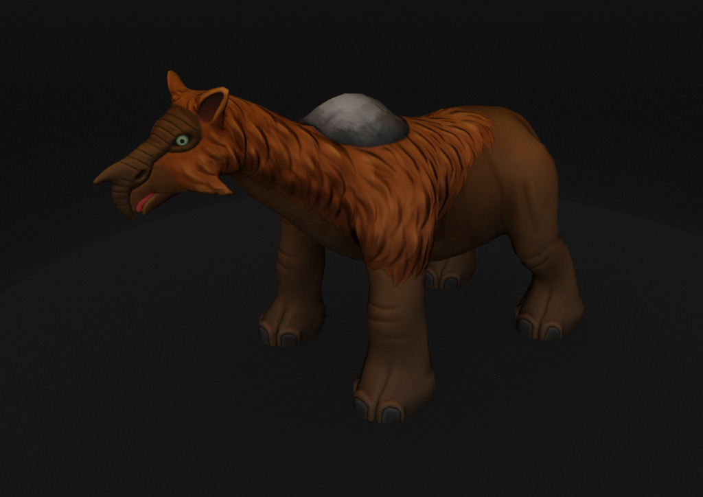 Stylized Paraceratherium Fantasy Creature Rigged Game Ready Low-poly 3D model_6