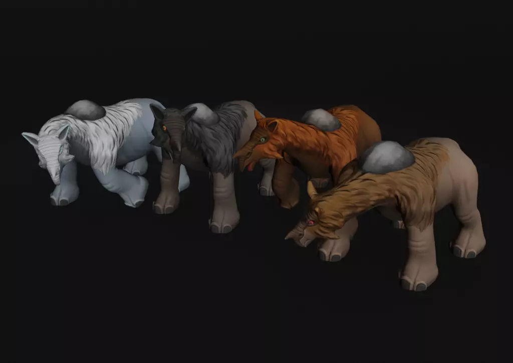 Stylized Paraceratherium Fantasy Creature Rigged Game Ready Low-poly 3D model_0