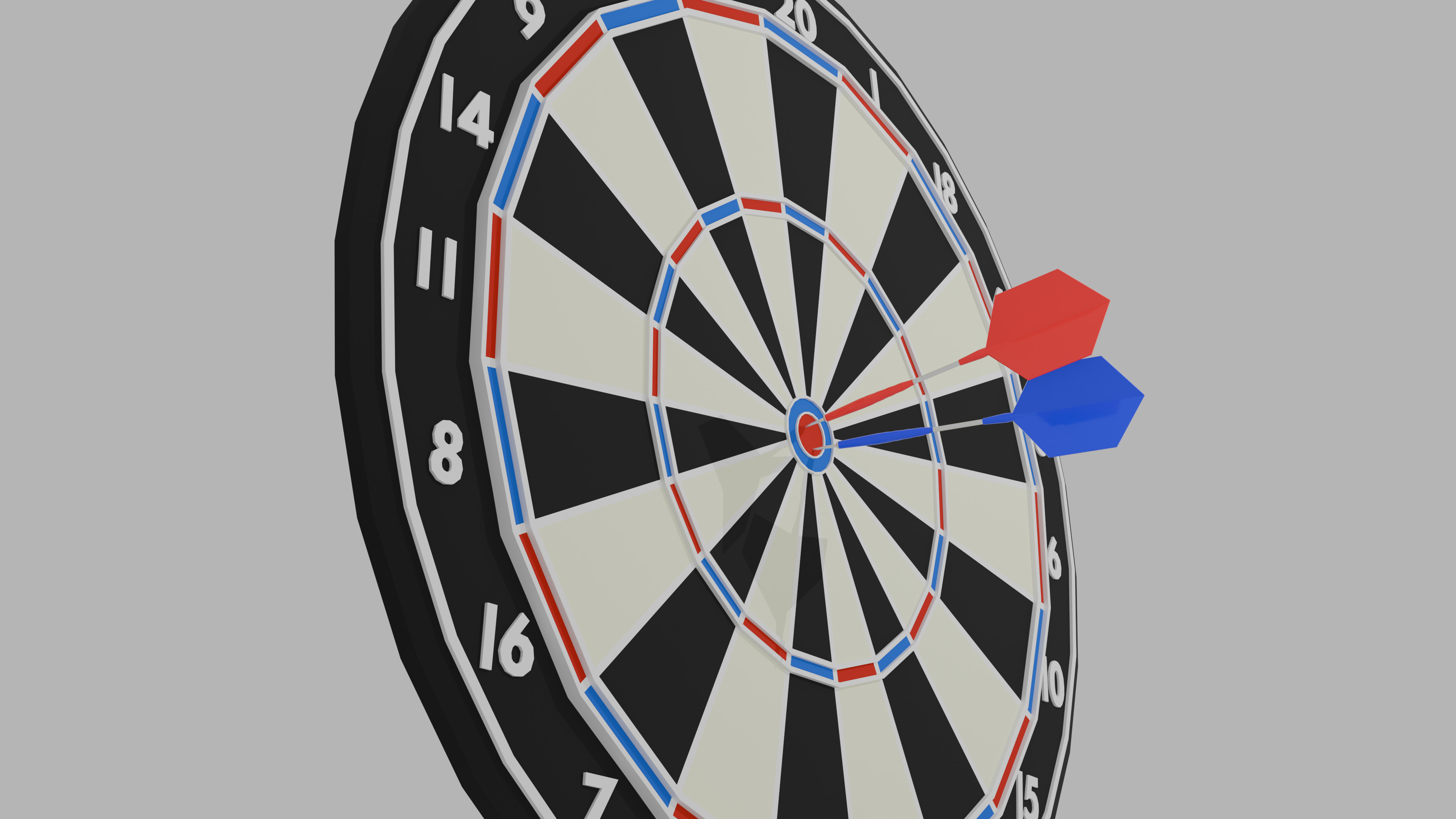 DartBoard and Darts Low-poly 3D model_2
