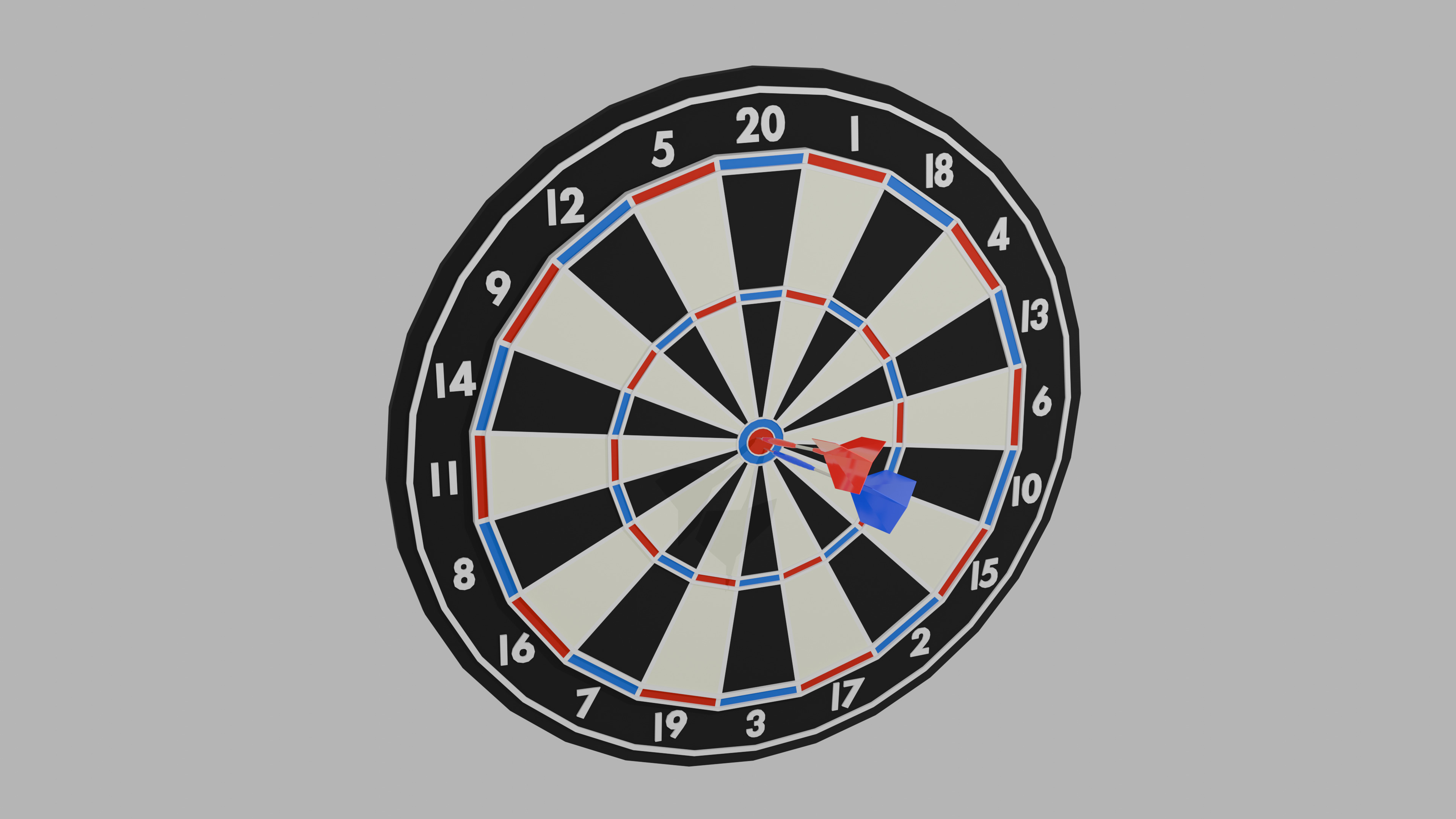 DartBoard and Darts Low-poly 3D model_4
