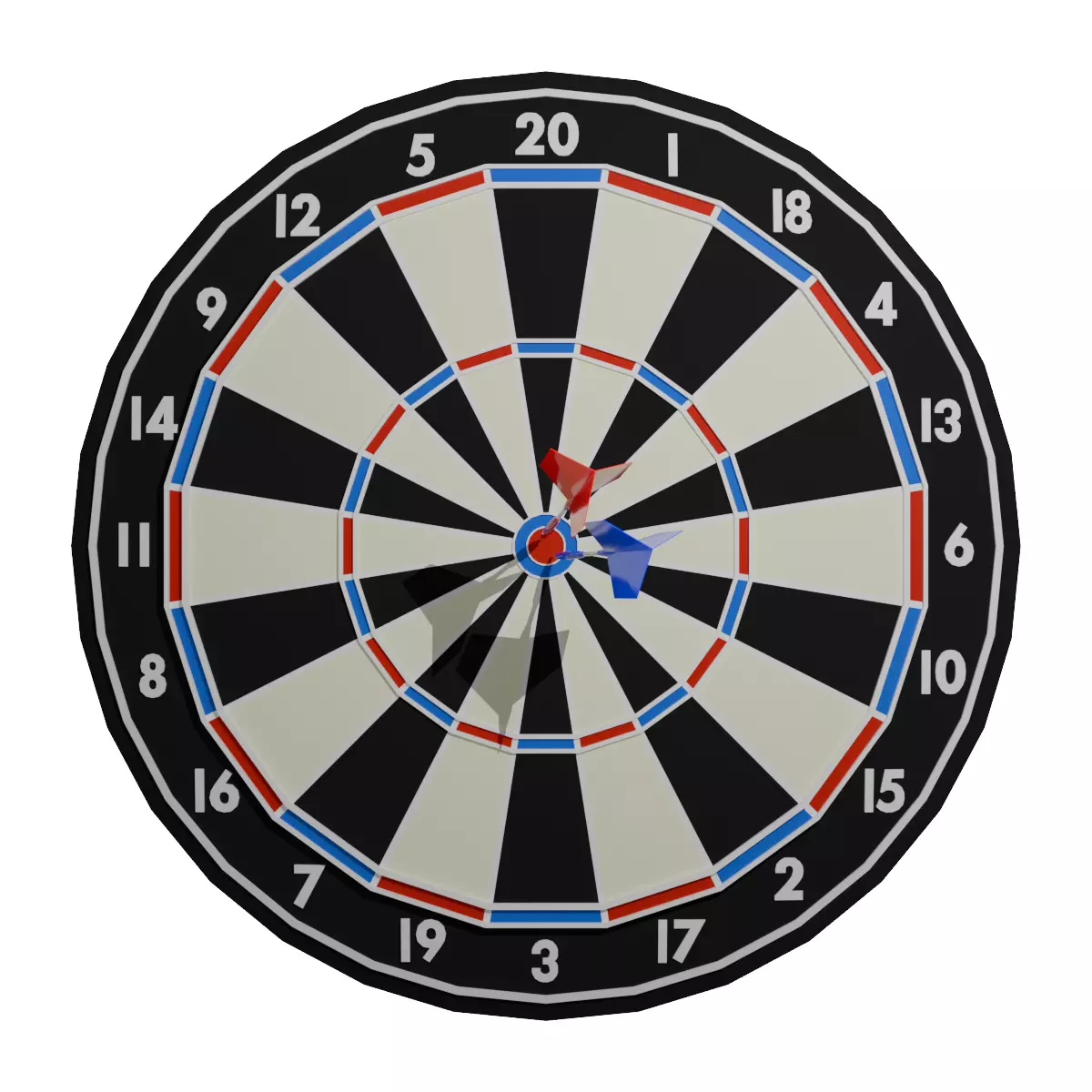 DartBoard and Darts Low-poly 3D model_0