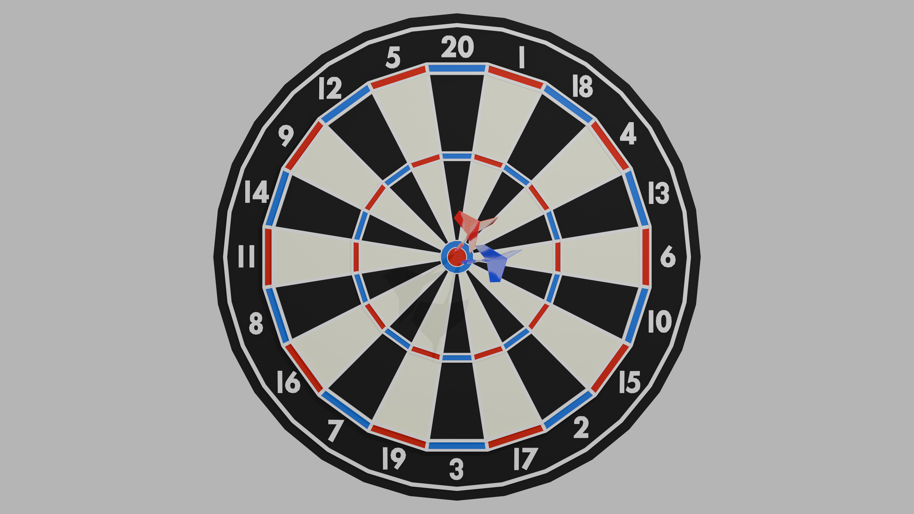 DartBoard and Darts Low-poly 3D model_1