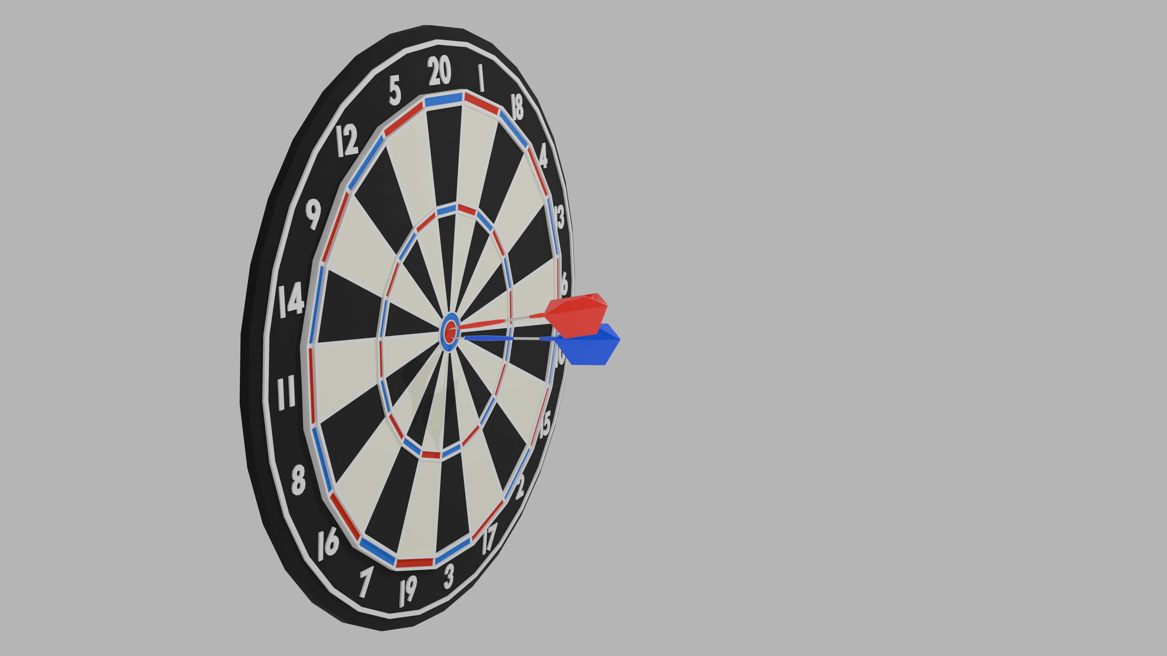 DartBoard and Darts Low-poly 3D model_3