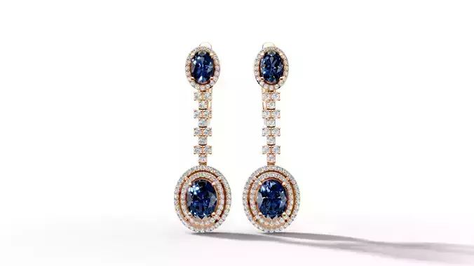 Sapphire and Diamond Earrings 3d model printable 3D print model