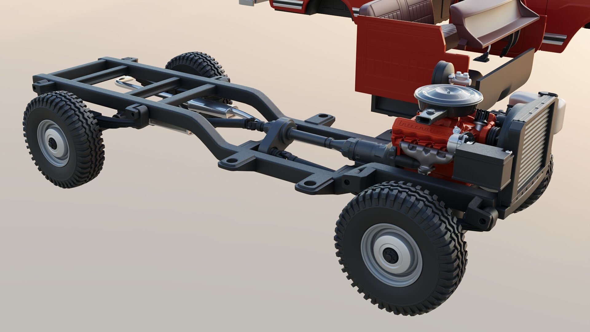 International Pickup Long Bed 1972 3D print model_27